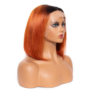 #350 Ginger Color Straight Human Hair Bob Wig 13x4 lace front bob wig