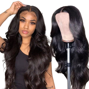 100% Human Hair Wigs Body Wave 4x4 Front Lace Wig with Free Shipping