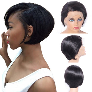 Straight Short Cut Lace Wig 130% 13x4 Front Lace Brazilian Human Hair Wigs