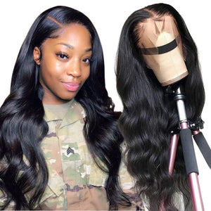 Body Wave 13x4 Lace Front Wig 180% Density Pre Plucked Human Hair Wigs